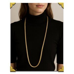 1971 Christian Dior 32" Gold-Tone Coil “Snake” Chain Necklace – Thick Gas-Pipe
